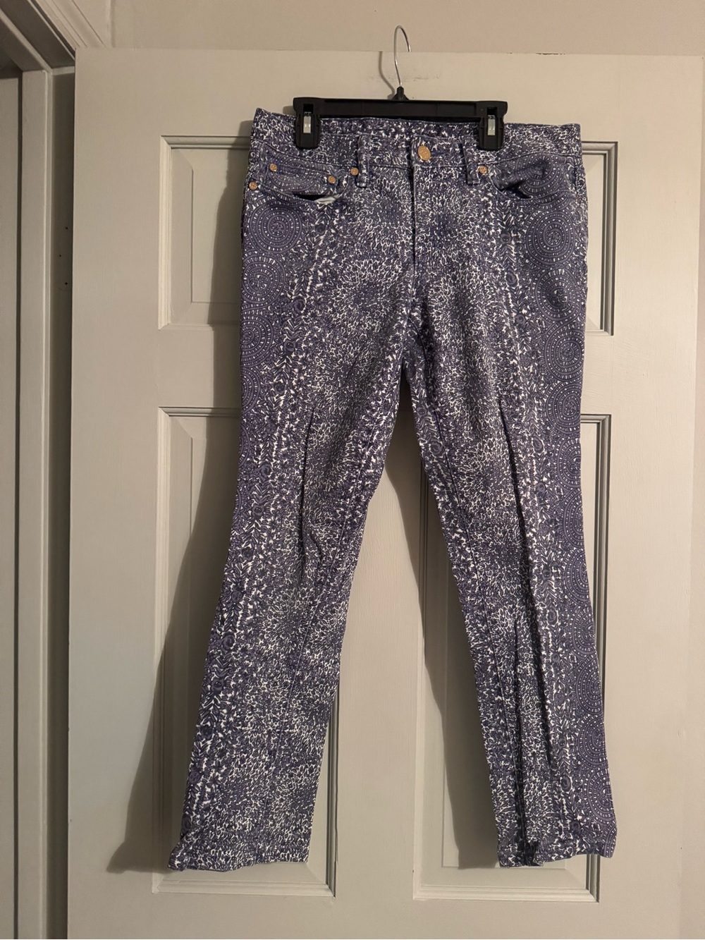 Tory Burch purple and White Patterned Skinny Jeans